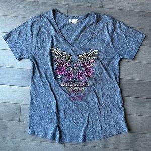 Daytona Beach Bike Week 2019 womens tee shirt size V-Neck gray Biker large